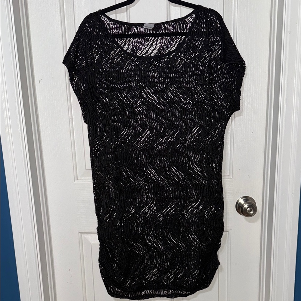 💰 black Sheer Knit bathing suit cover up